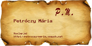 Petróczy Mária névjegykártya