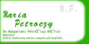 maria petroczy business card